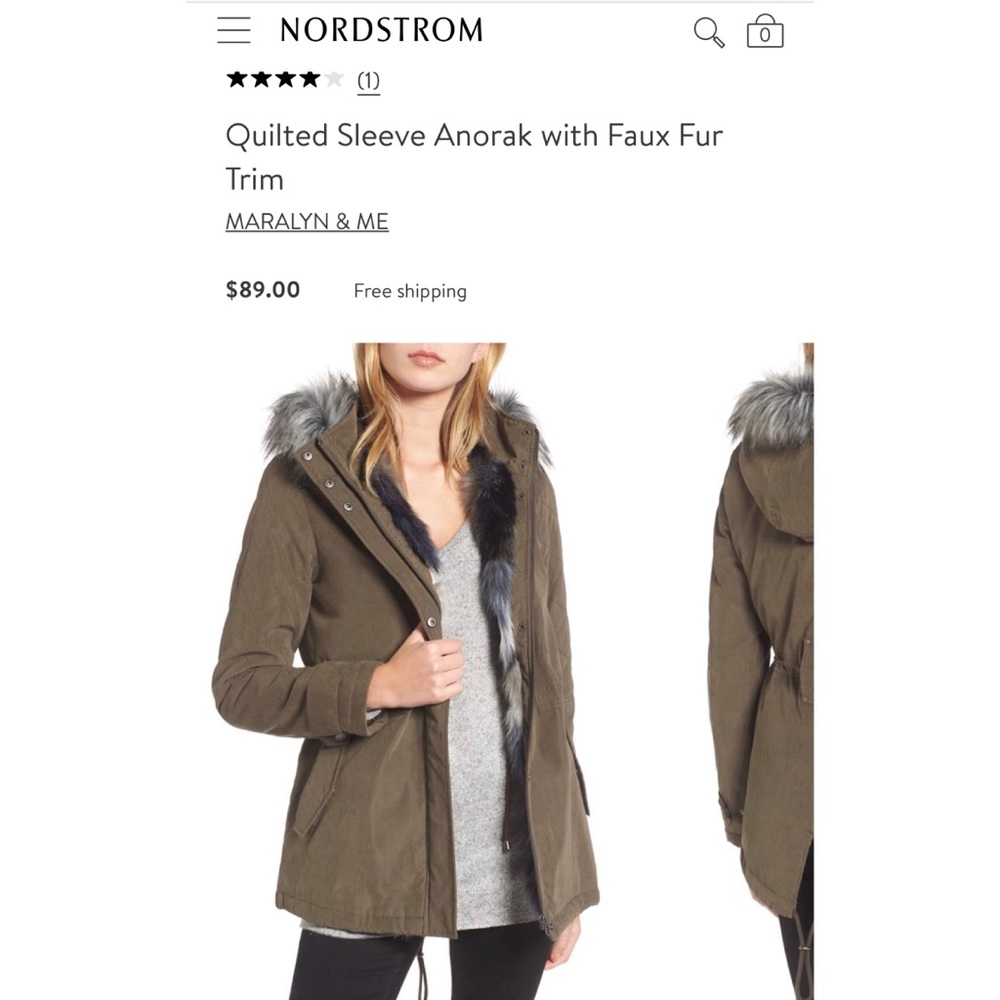Anorak with faux fur sleeve!!